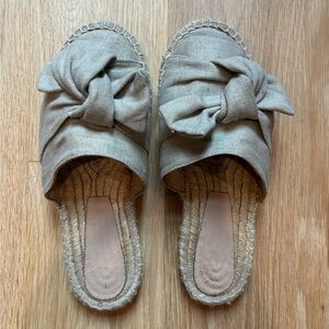 Women’s Linen Tie Front Espadrille Mule